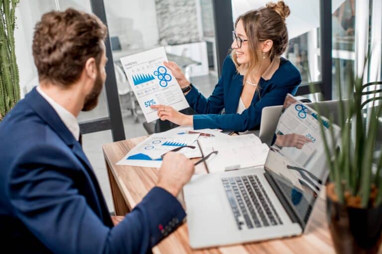 Analytic managers team working at the office
